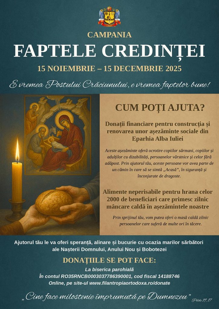 Faptele Credinței 2025: Alba Iulia mobilizează comunitatea pentru copii, vârstnici și persoane vulnerabile